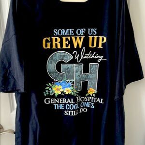 General Hospital Black Graphic T-Shirt with Floral Design 3X NWT